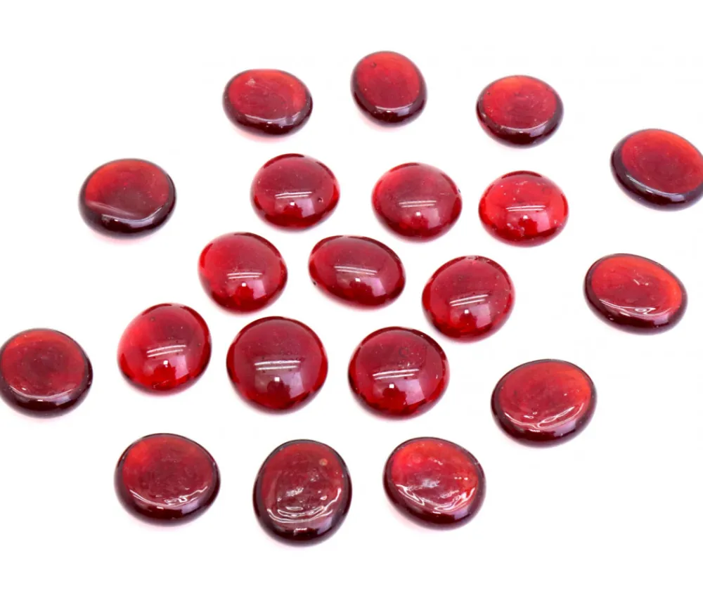Tout Pour le Jeu 20 galets gems 15/18 mm rouge translucide - mini pierres plates