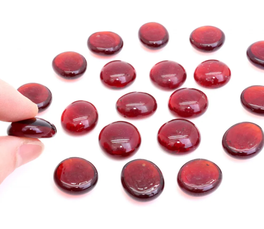 Tout Pour le Jeu 20 galets gems 15/18 mm rouge translucide - mini pierres plates