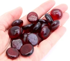 Tout Pour le Jeu 20 galets gems 15/18 mm rouge translucide - mini pierres plates