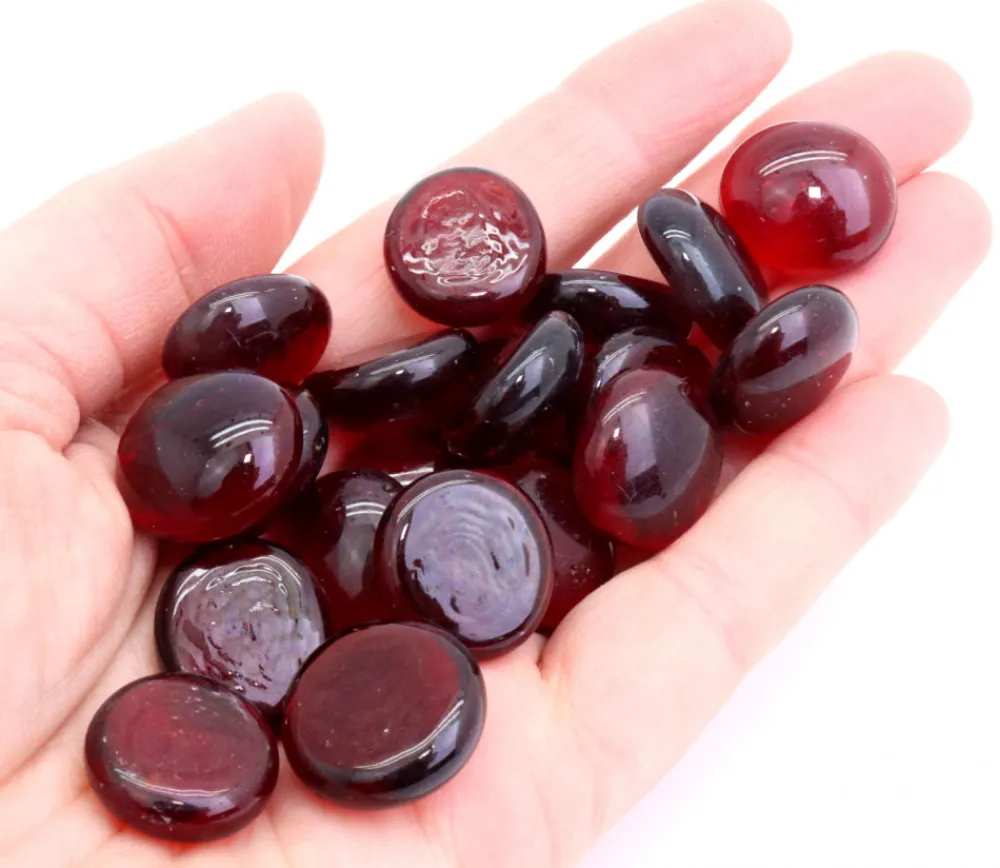 Tout Pour le Jeu 20 galets gems 15/18 mm rouge translucide - mini pierres plates