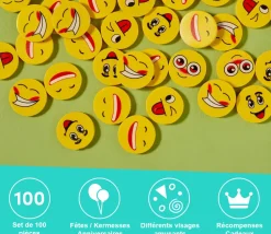 Tout Pour le Jeu 100 gommes emojis visages rigolos 2,5 cm