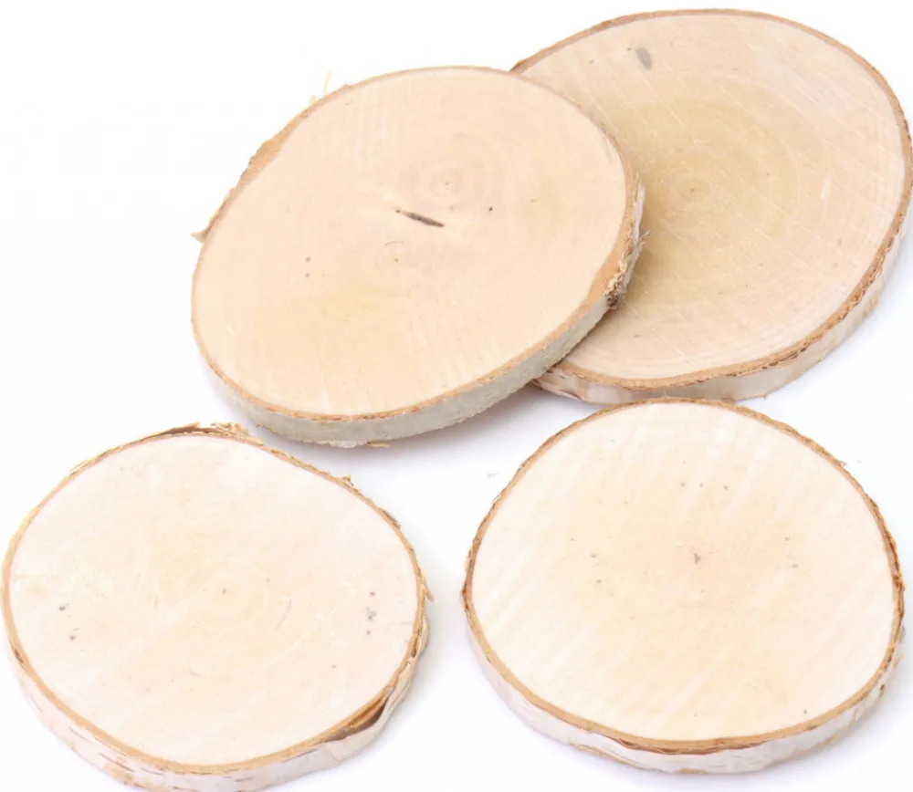Tout Pour le Jeu 4 grandes rondelles bois brut avec écorce - entre 7 et 10 cm