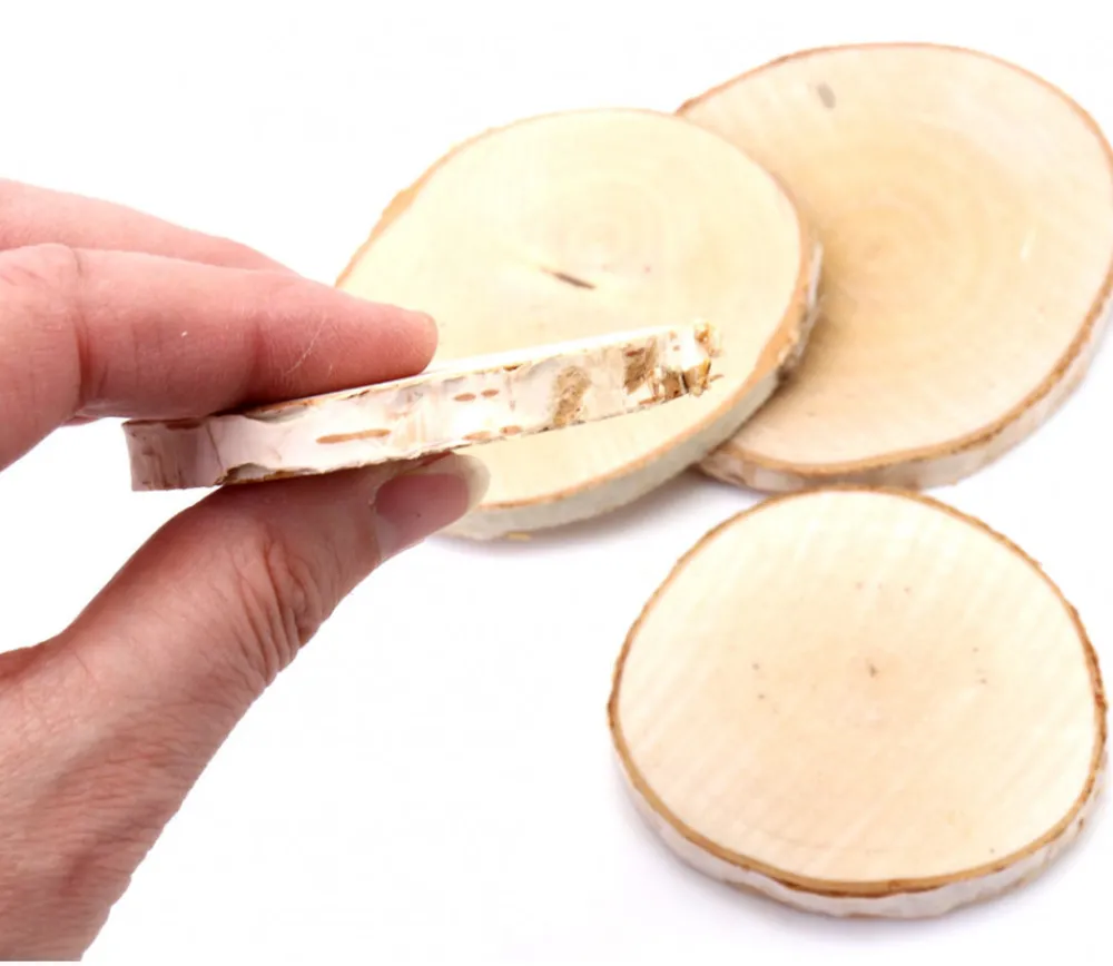 Tout Pour le Jeu 4 grandes rondelles bois brut avec écorce - entre 7 et 10 cm