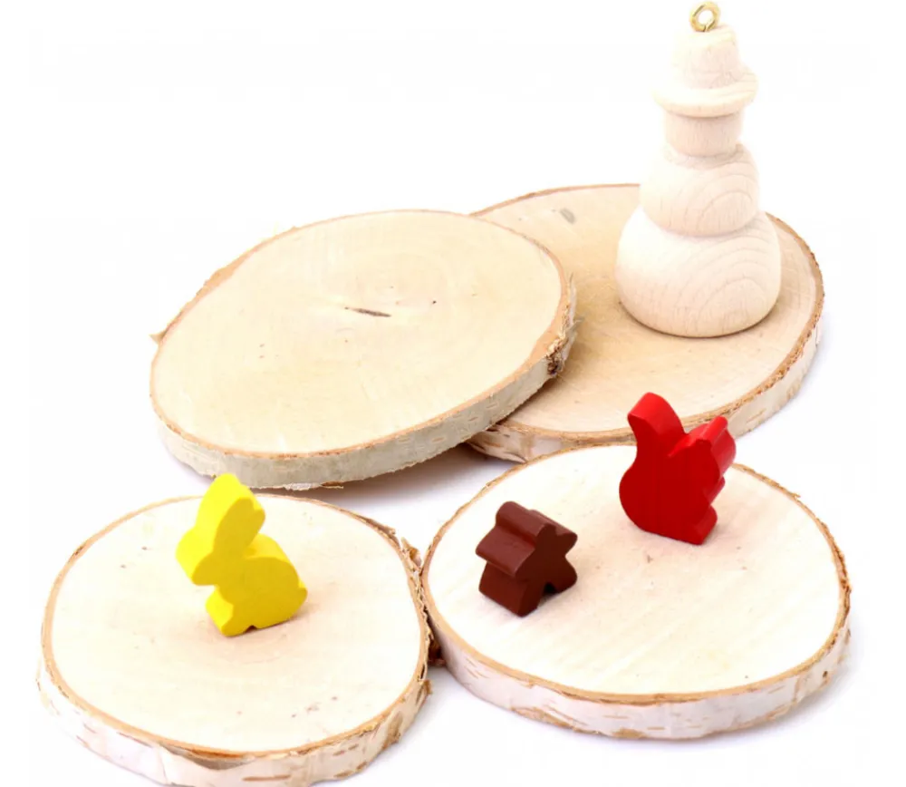 Tout Pour le Jeu 4 grandes rondelles bois brut avec écorce - entre 7 et 10 cm