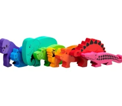 Tout Pour le Jeu 8 grands animaux en bois arc-en-ciel