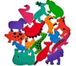 Tout Pour le Jeu 8 grands animaux en bois arc-en-ciel