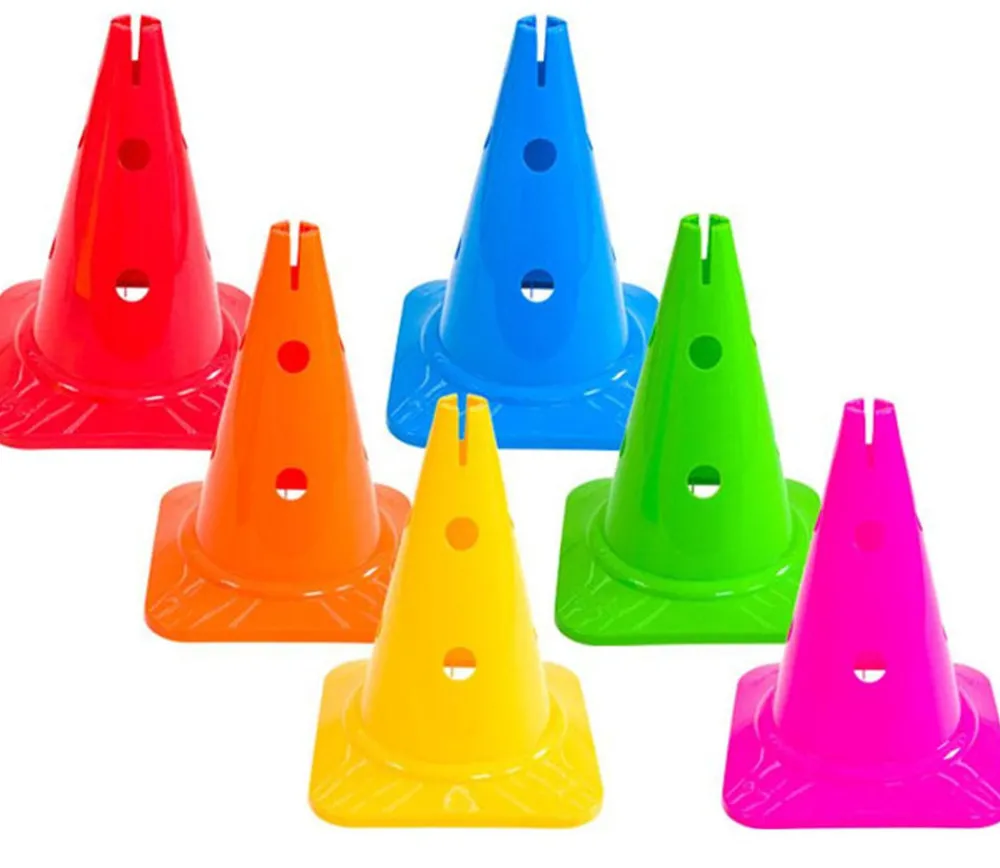 Tout Pour le Jeu 6 grands Cônes slalom 30 cm SUPER RESISTANTS avec trous