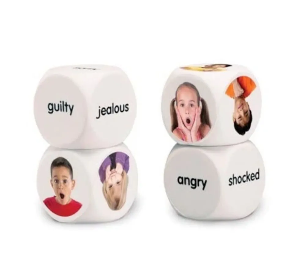 Tout Pour le Jeu 4 Grands dés émotions photos et anglais 4 cm