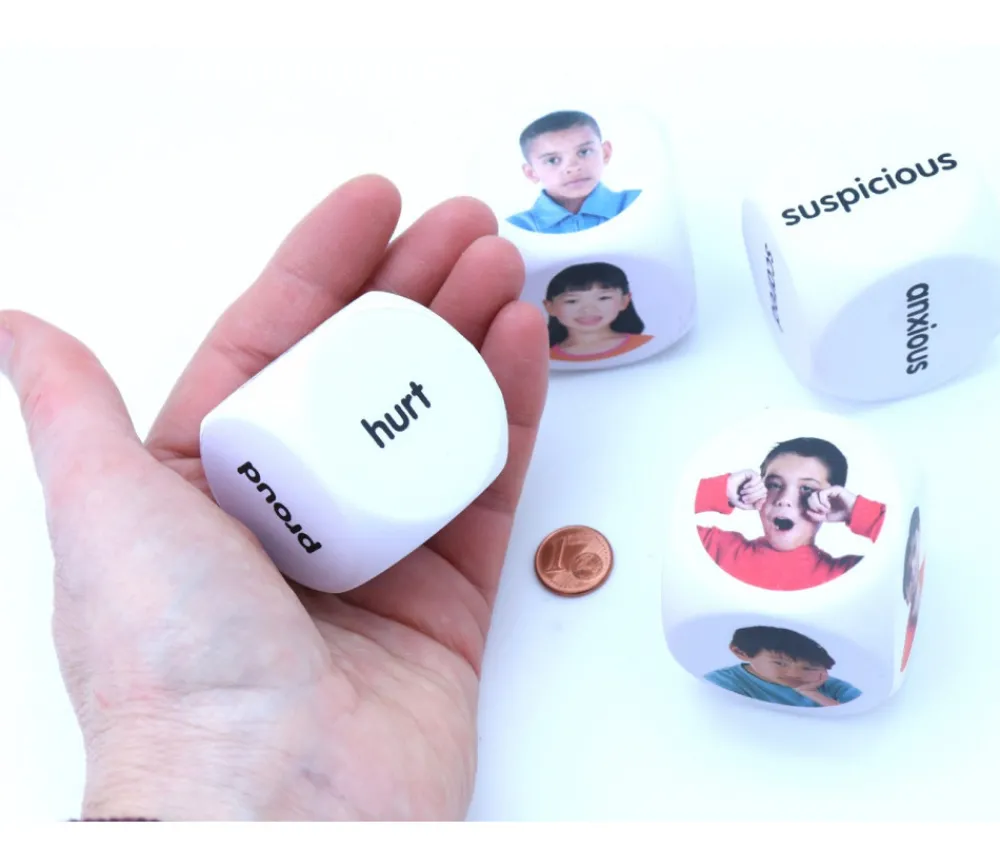 Tout Pour le Jeu 4 Grands dés émotions photos et anglais 4 cm