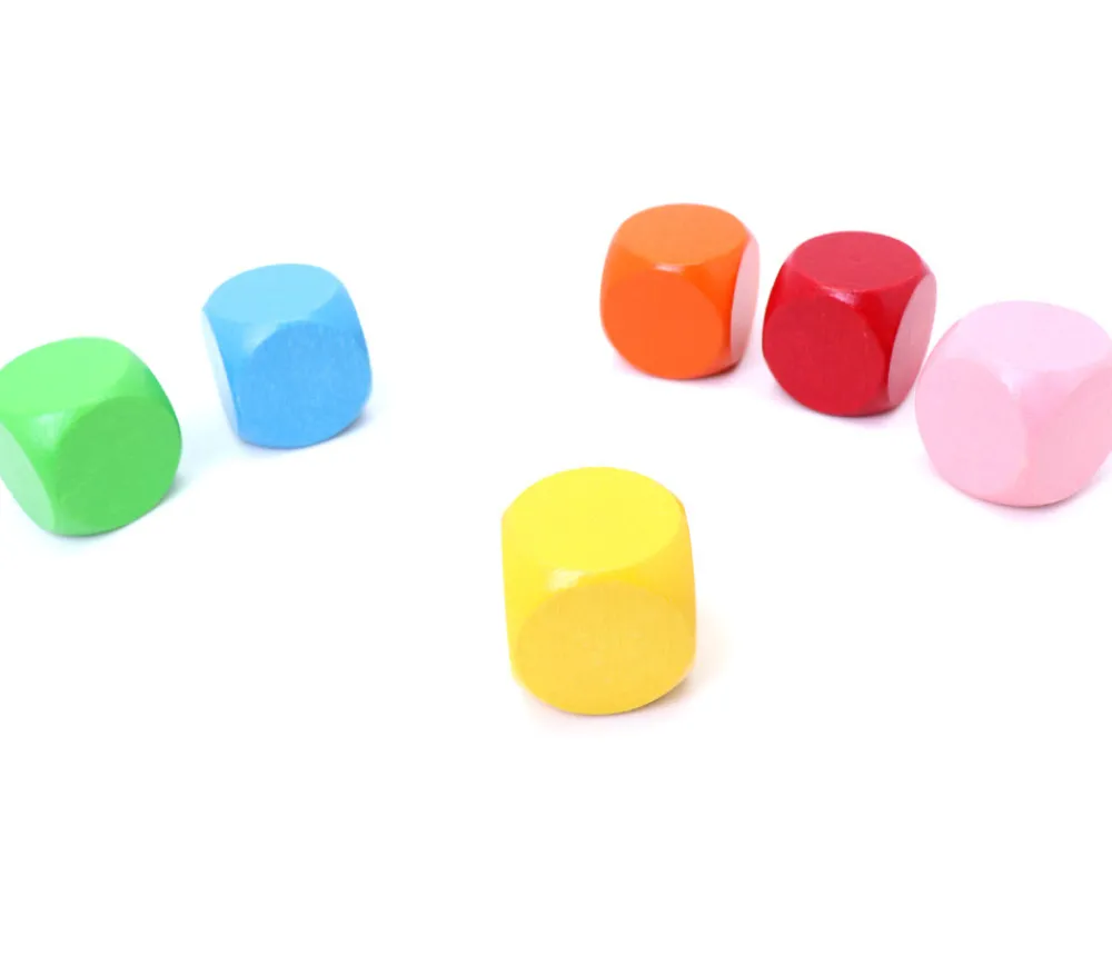 Tout Pour le Jeu 6 gros dés neutres 4 cm bois multicolores