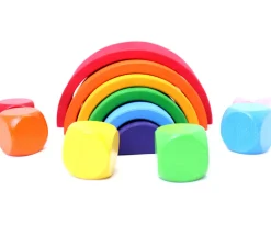 Tout Pour le Jeu 6 gros dés neutres 4 cm bois multicolores