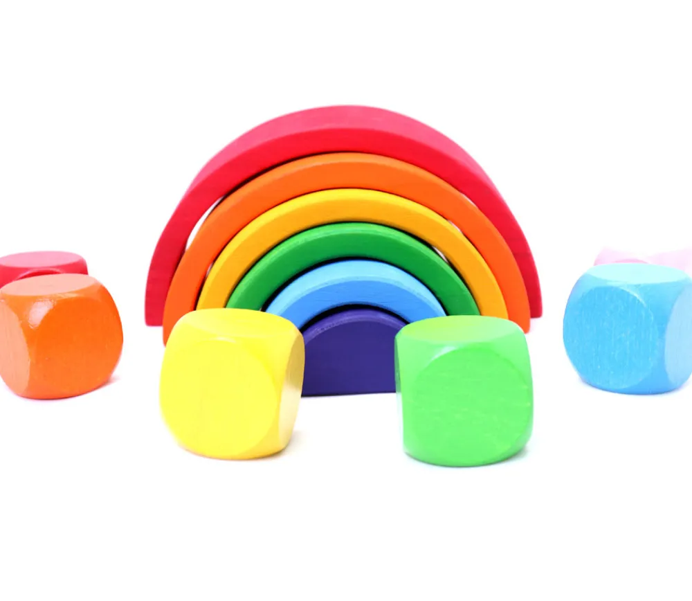 Tout Pour le Jeu 6 gros dés neutres 4 cm bois multicolores