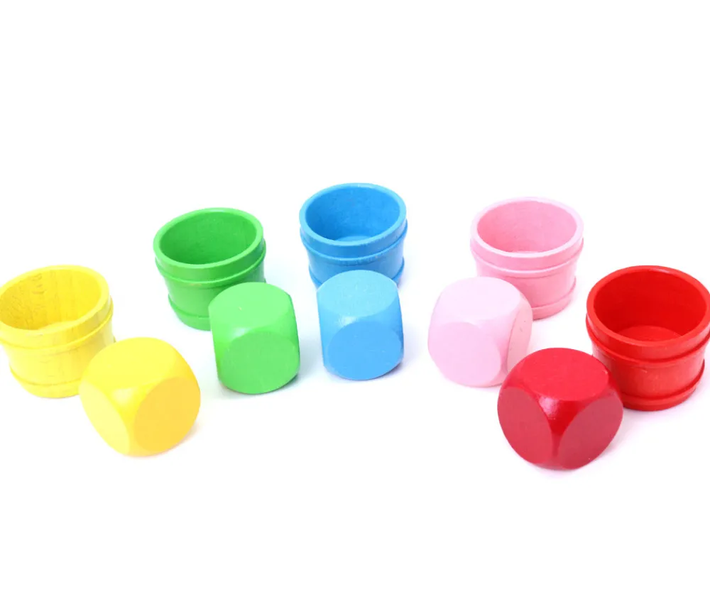 Tout Pour le Jeu 6 gros dés neutres 4 cm bois multicolores