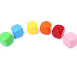 Tout Pour le Jeu 6 gros dés neutres 4 cm bois multicolores