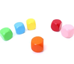 Tout Pour le Jeu 6 gros dés neutres 4 cm bois multicolores