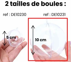Tout Pour le Jeu 5 grosses Boules 10 cm plastique cristal à remplir et suspendre