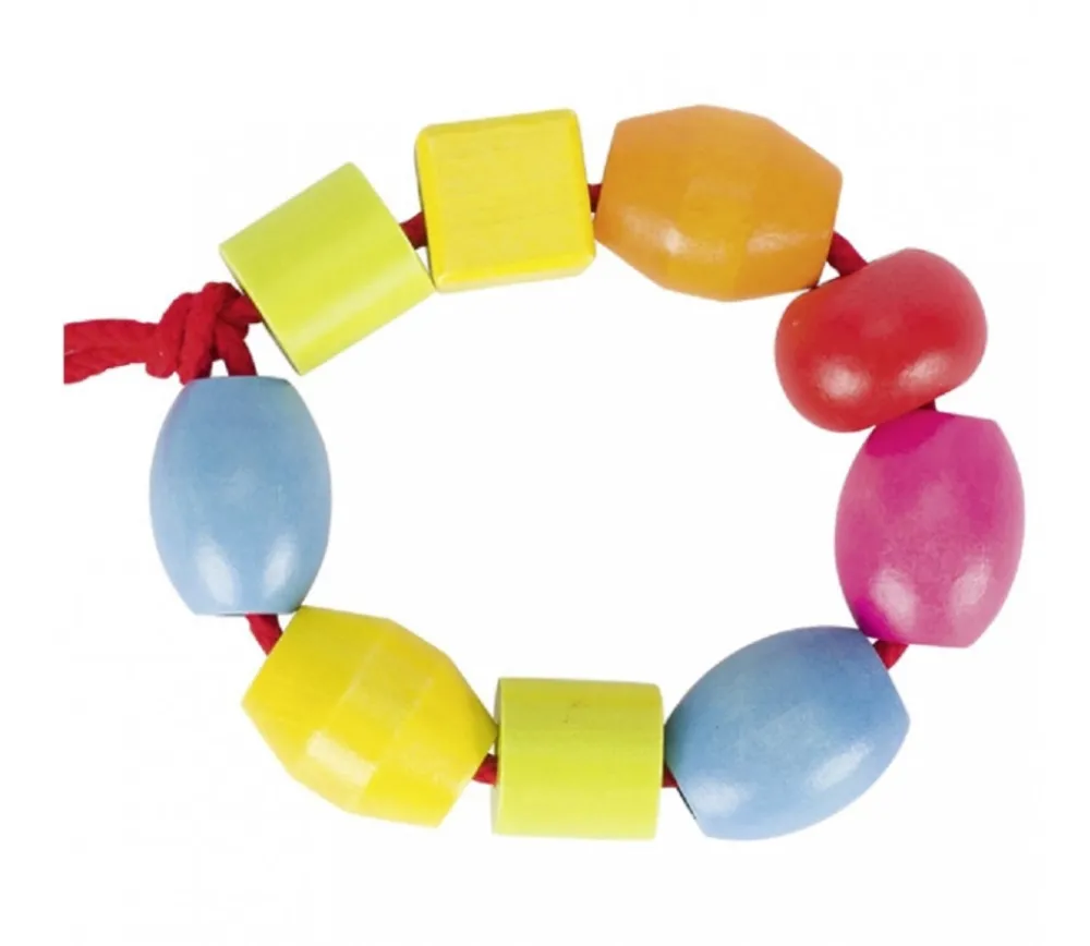 Tout Pour le Jeu 45 grosses perles en bois 5 formes et 6 lacets
