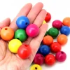 Tout Pour le Jeu 25 grosses perles rondes en bois 7 couleurs 25 mm de diamètre