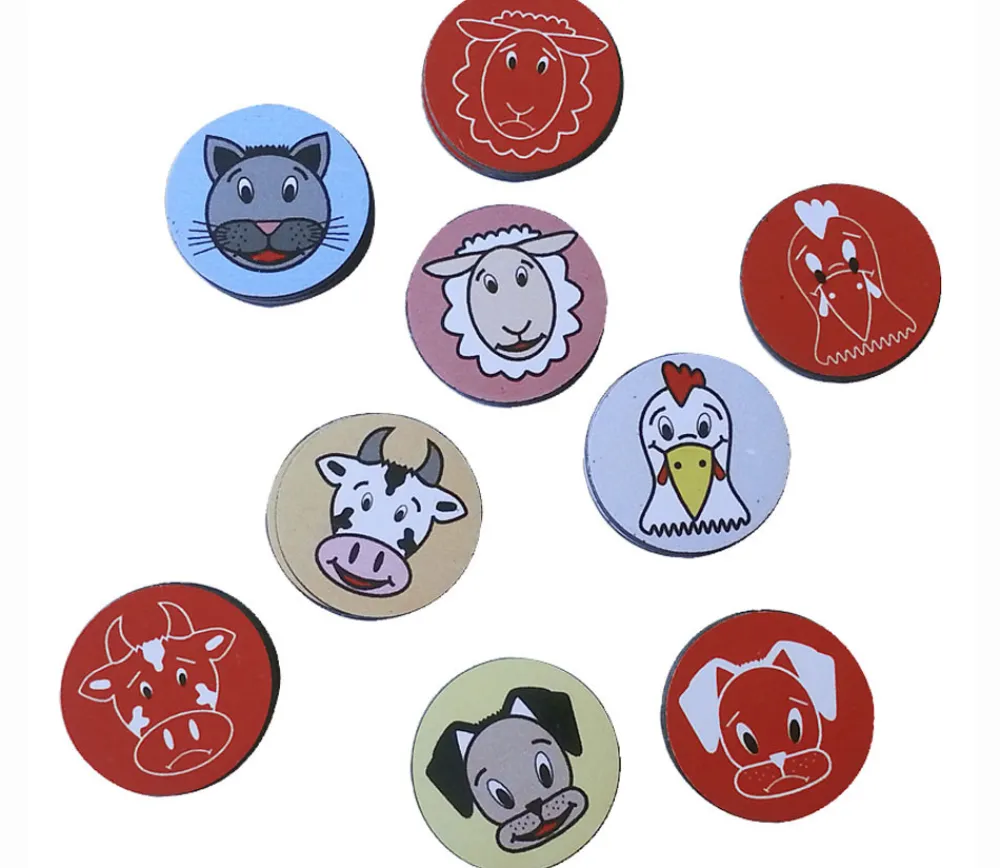 Tout Pour le Jeu 35 jetons aimants ronds animaux - diamètre 2 cm
