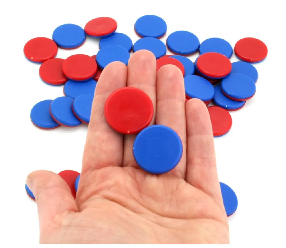 Tout Pour le Jeu 50 jetons bicolores bleu/rouge 25 x 5 mm