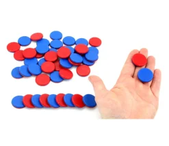Tout Pour le Jeu 50 jetons bicolores bleu/rouge 25 x 5 mm