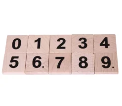 Tout Pour le Jeu 10 jetons bois 0 à 9 carrés et numérotés