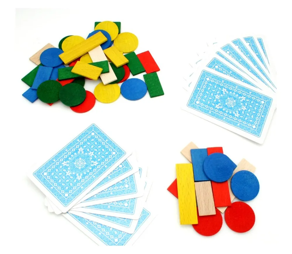 Tout Pour le Jeu 50 Jetons de jeux en bois lot pour tarot, nain jaune, mise 5 couleurs