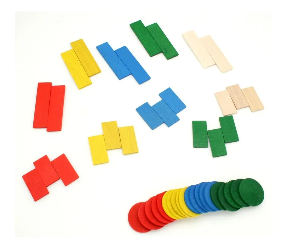 Tout Pour le Jeu 50 Jetons de jeux en bois lot pour tarot, nain jaune, mise 5 couleurs