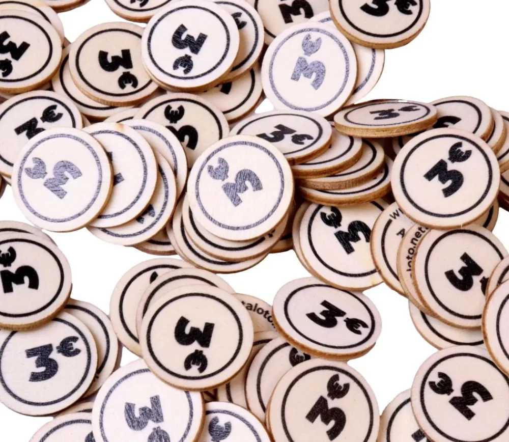 Tout Pour le Jeu 500 jetons en bois 3 € - 2.5 cm