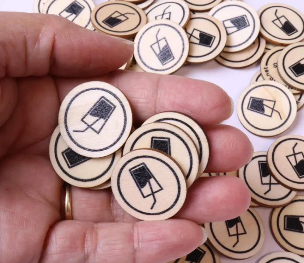 Tout Pour le Jeu 500 Jetons en bois Boisson - 2.5 cm