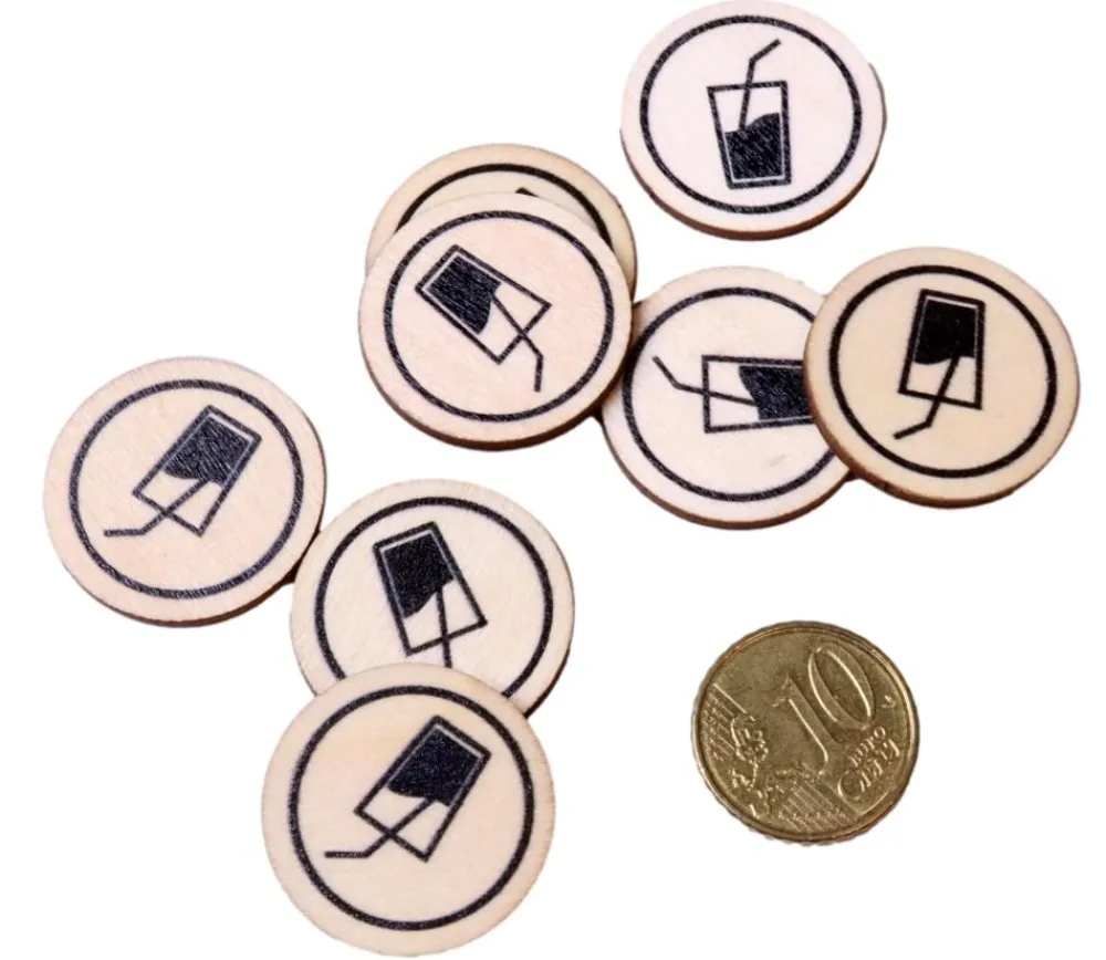 Tout Pour le Jeu 500 Jetons en bois Boisson - 2.5 cm