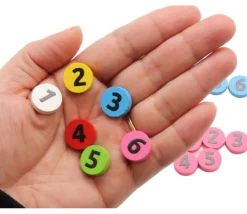Tout Pour le Jeu 36 jetons numérotés 1 à 6 x 6 couleurs en bois