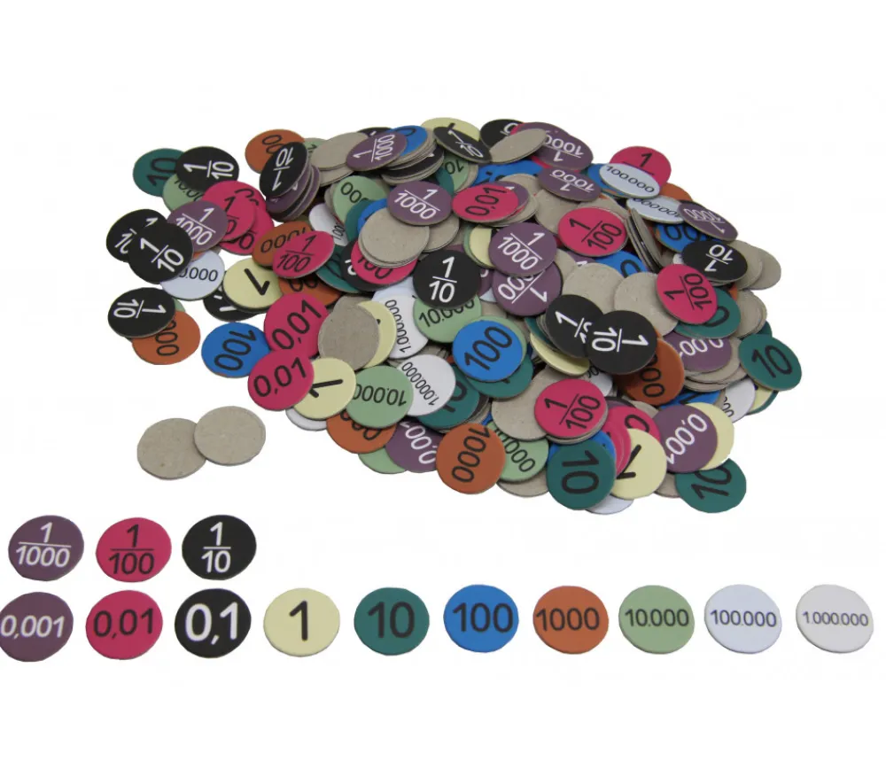 Tout Pour le Jeu 352 jetons numérotés de 0.001 à 1000000 et fractions en carton