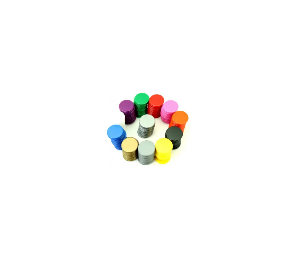 Tout Pour le Jeu 10 Jetons plastique 25 mm - pions ronds plats 2.5 cm pour jeux par couleur