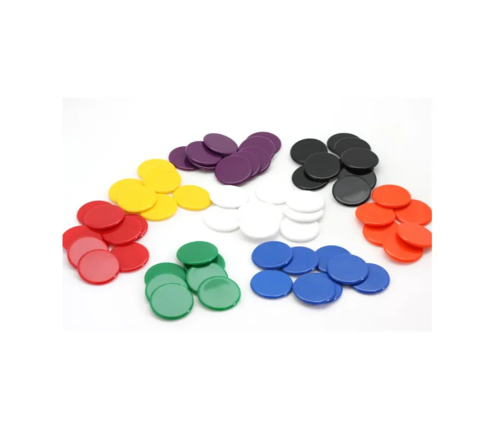 Tout Pour le Jeu 10 Jetons plastique 30 mm - pions ronds plats 3 cm pour jeux par couleur