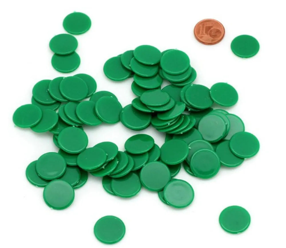 Tout Pour le Jeu 50 jetons plastique 15 mm - pions ronds plats 1.5 cm pour jeux par couleur