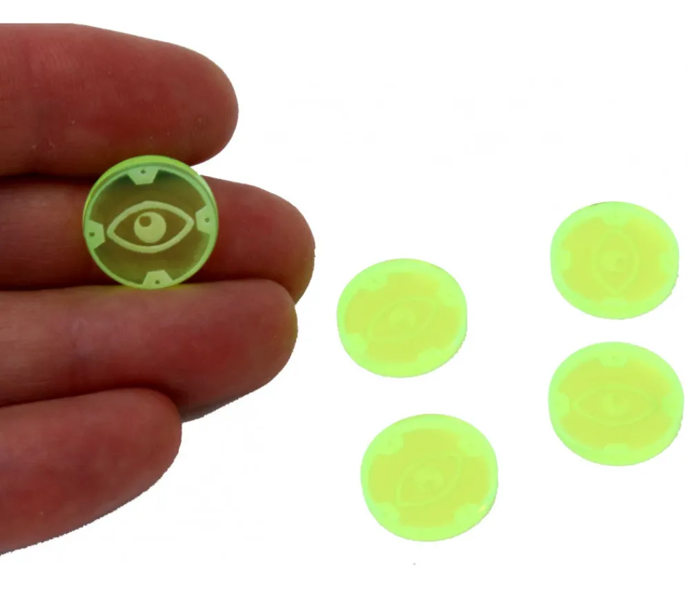 Tout Pour le Jeu 5 jetons ronds œil jaune fluo pour jeux