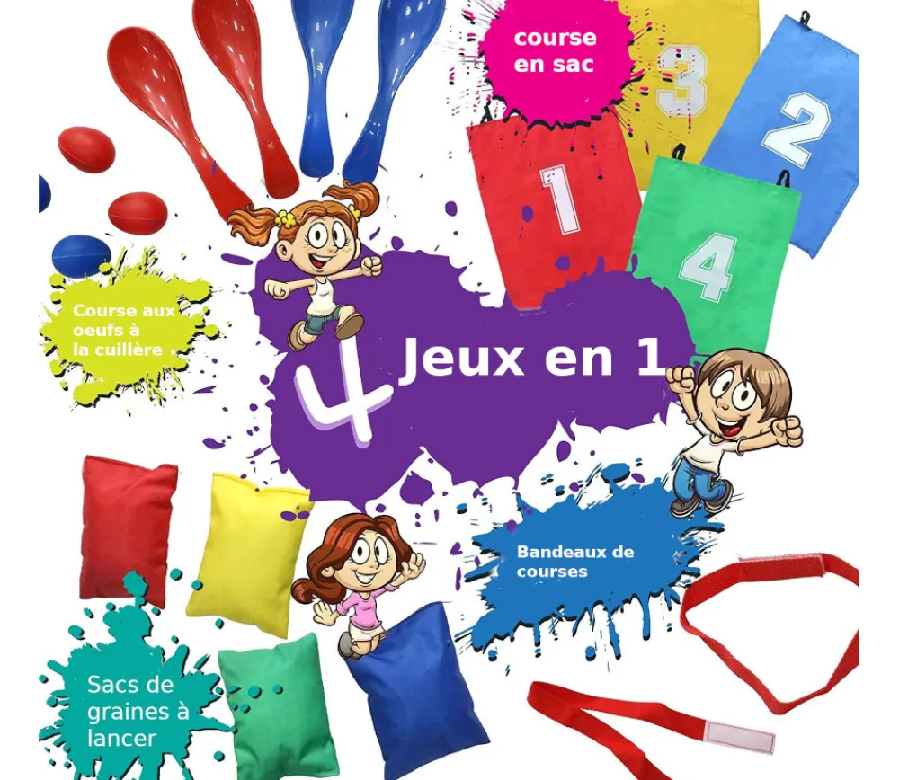 Tout Pour le Jeu 4 jeux pour tournois : course aux sacs, aux oeufs, en duo...