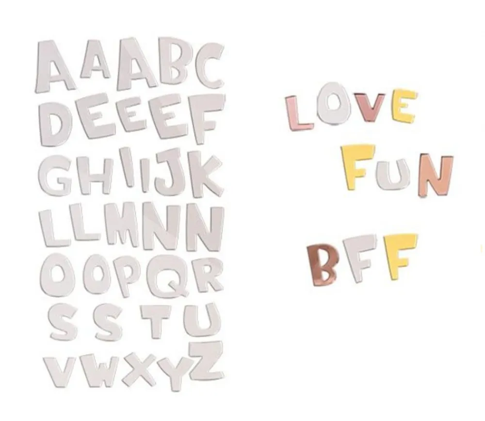 Tout Pour le Jeu 35 Lettres alphabet autocollantes effet miroir hauteur 2 cm
