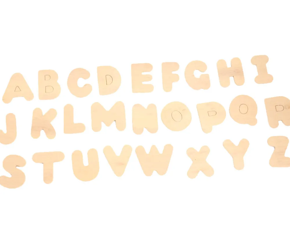 Tout Pour le Jeu 52 lettres alphabet en bois naturel 4.5 cm - 2 x 26 lettres