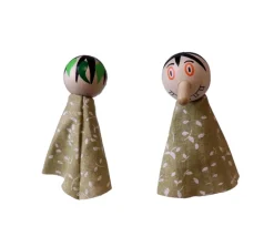 Enfant Tout Pour le Jeu 5 Marionnettes pour doigts en tissu et bois