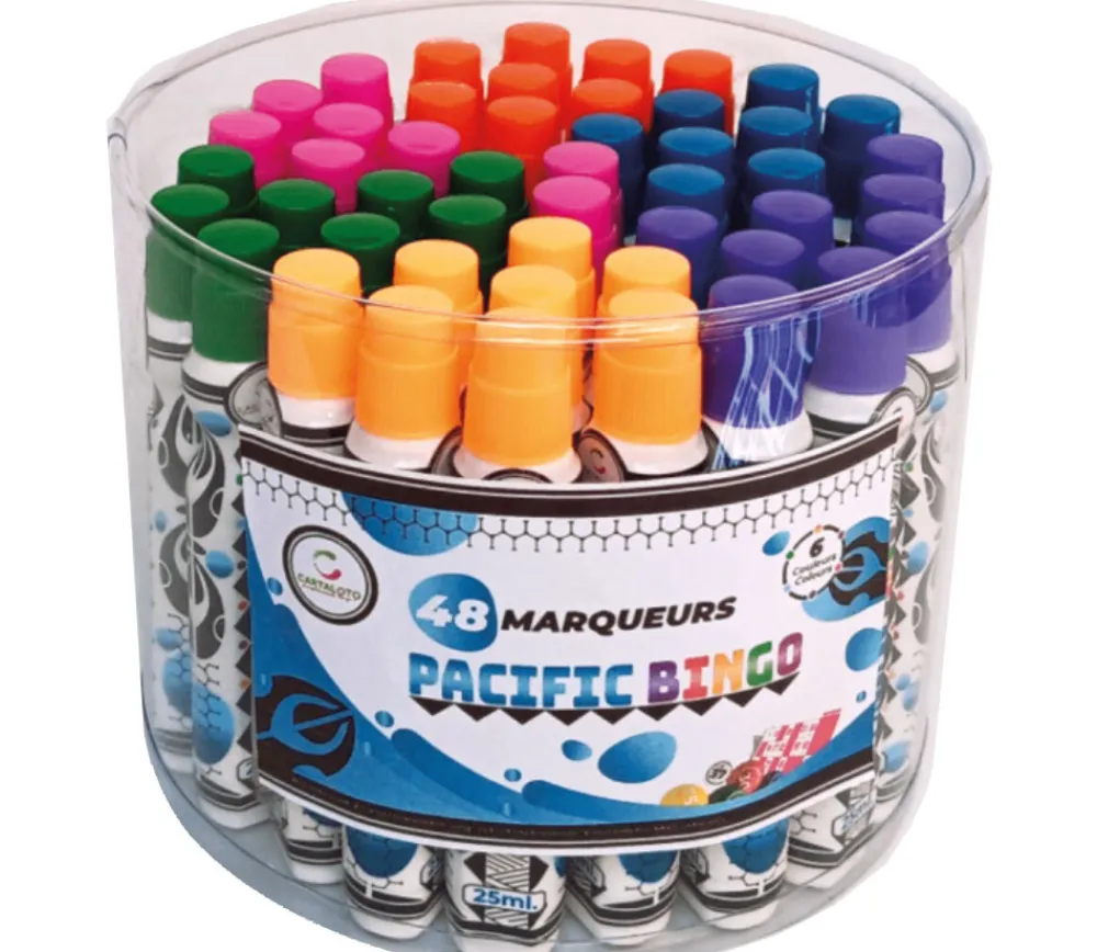Tout Pour le Jeu 48 Marqueurs pour carton loto Bingo - 6 couleurs