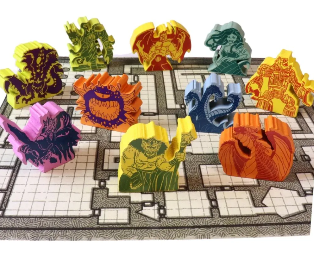 Tout Pour le Jeu 10 meeples créatures fantastiques - Boss de donjon pions en bois