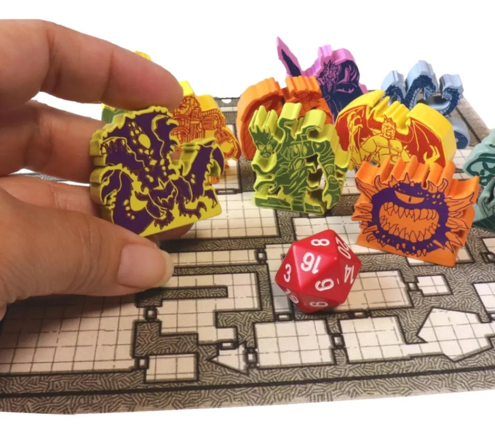 Tout Pour le Jeu 10 meeples créatures fantastiques - Boss de donjon pions en bois
