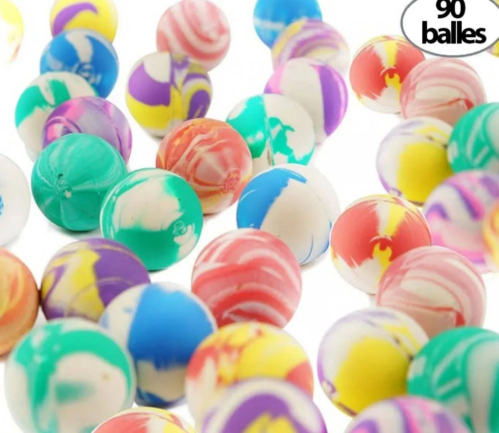 Enfant Tout Pour le Jeu 90 mini balles marbrées rebondissantes Ø 2.5 cm caoutchouc souple