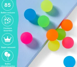 Enfant Tout Pour le Jeu 85 mini balles neon rebondissantes Ø 2.5 cm caoutchouc souple
