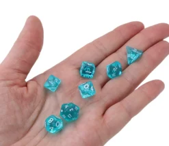 Tout Pour le Jeu 7 MINI dés multi-faces translucides turquoise
