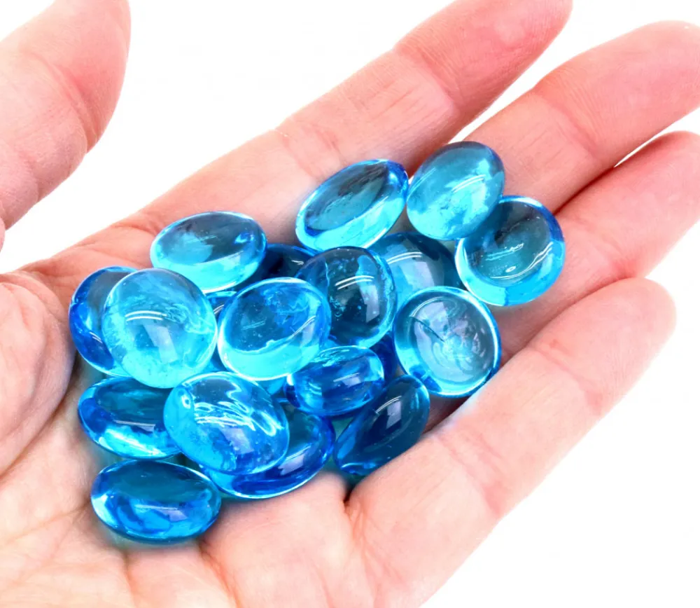 Tout Pour le Jeu 20 mini galets gems bleus translucides 12/18 mm - mini pierres plates
