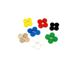 Tout Pour le Jeu 20 Mini jetons bois 1 cm - pions ronds 10 x 4 mm par couleur pour jeux