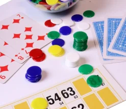 Tout Pour le Jeu 45 mini jetons ronds 1.7 cm en plastique - 5 couleurs